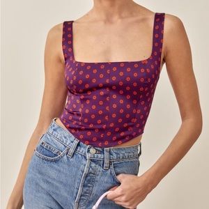 Reformation Sorrento Silk Top, 2 in Quant Color